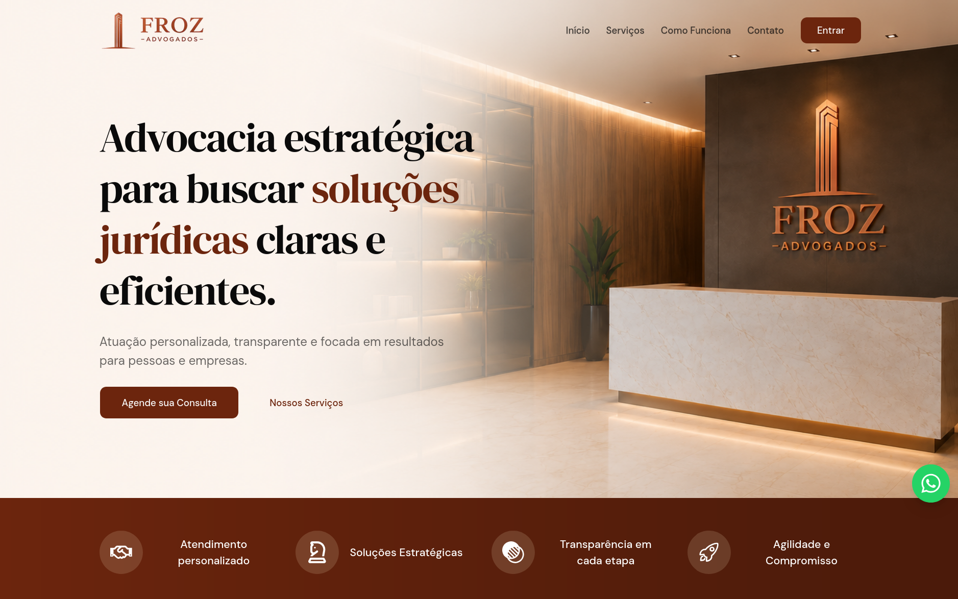 Hero Page Froz Advogados